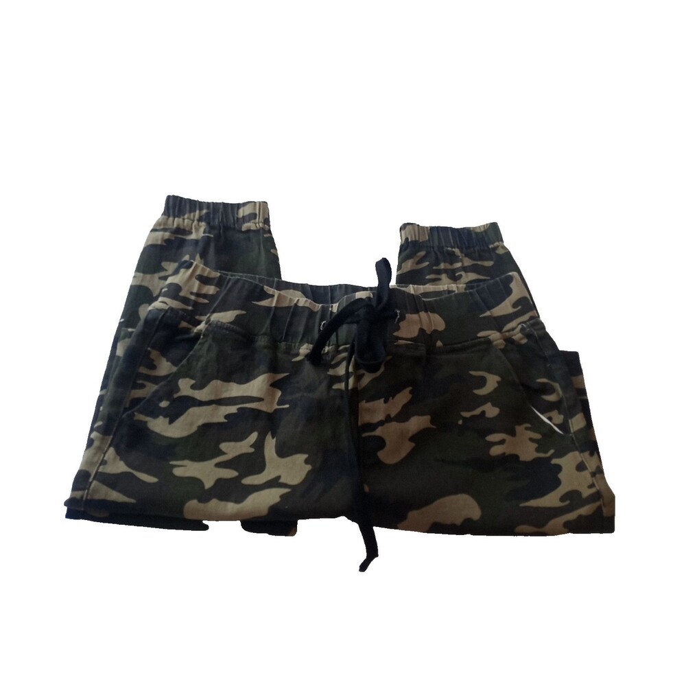 SONG Denim Camo Jogger Pants High Rise Elastic & Drawstring Sz 7/28 Cotton - Picture 11 of 16